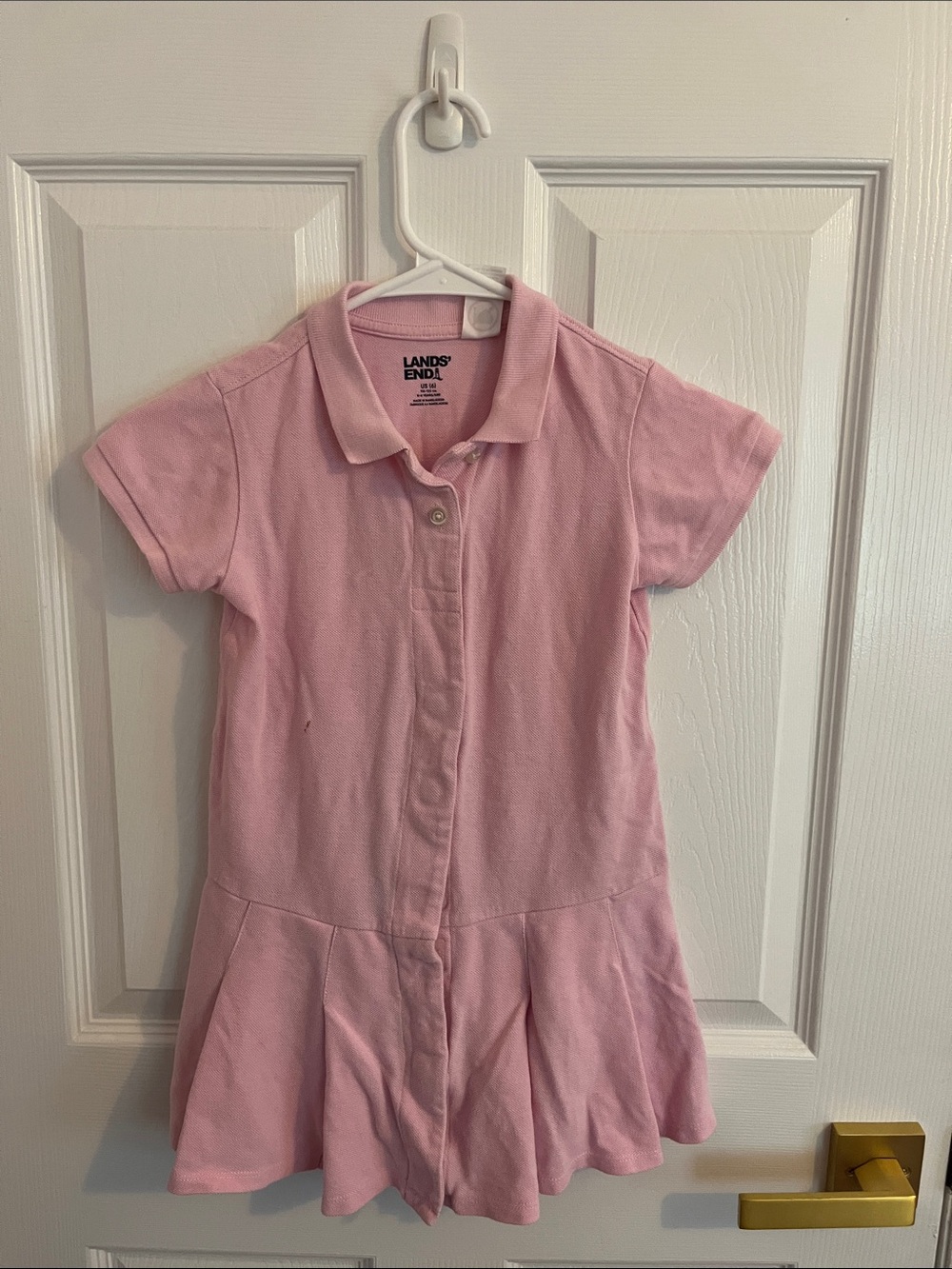 Lands' End Light Pink Polo Dress with Flared Skirt. Girls Size 6